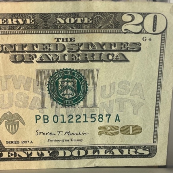 2017 LOW SERIAL PB 01221587 A US $20 CIRCULATED - Picture 4 of 6